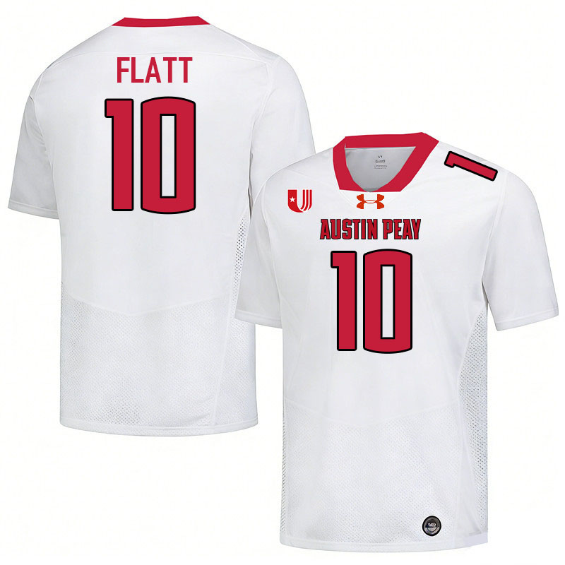 Austin Peay Governors #10 Carolton Flatt College Football Jerseys,Uniforms Stitched-White